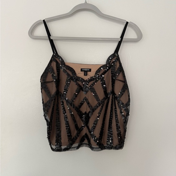 Express Black Sequin Camisole Top - Picture 1 of 4